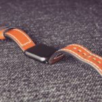 Tech Customization - brown leather belt on black textile