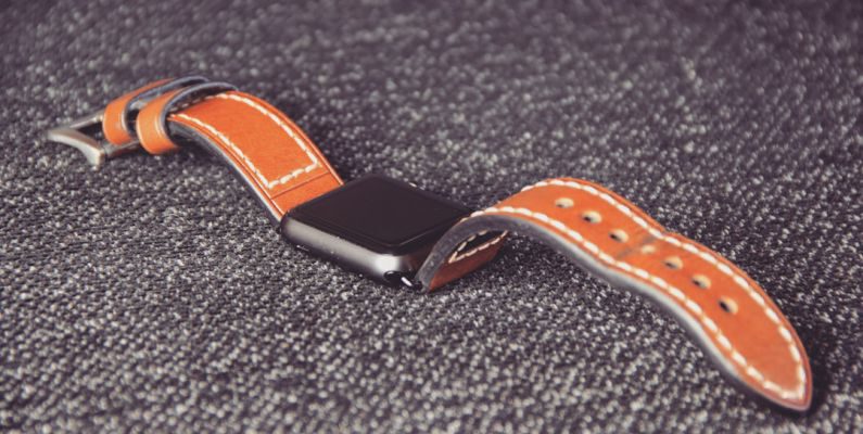 Tech Customization - brown leather belt on black textile