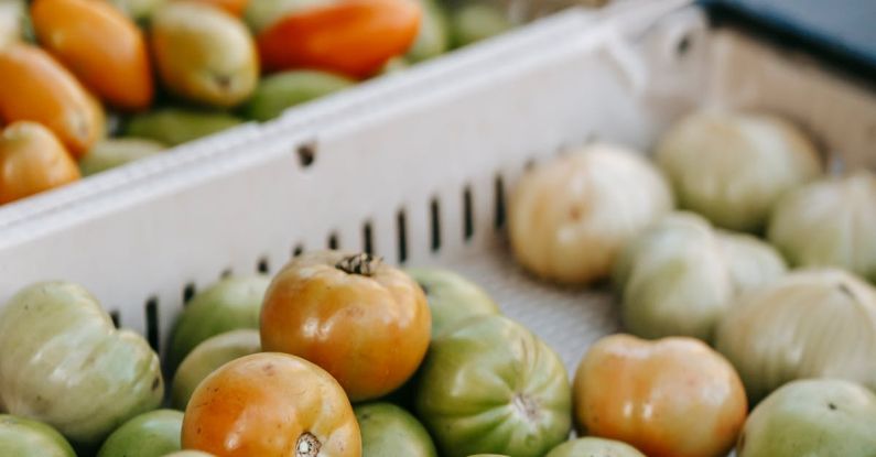 Sale Season - Boxes with green tomatoes in market