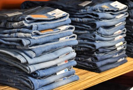 Accessories Trend - pile of blue denim jeans lot
